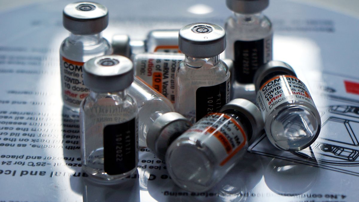 SYLHET, BANGLADESH - AUGUST 25 :Covid -19 doses during  a special vaccination campaign for children aged 5 to 11 years against Covid-19 Corona-2022. Pfizer's Comirnaty special vaccine for children aged 5 to 11 years to prevent Corona. on August 25, 2022. In Sylhet Bangladesh.  (Photo credit should read Sm Akbar Ali/Eyepix Group/Future Publishing via Getty Images)