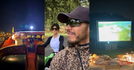 Lewis Hamilton chwali się MIŁOSTKAMI z Kim Kardashian: wycieczka rowerowa, romantyczny rejs i kino w ogrodzie (ZDJĘCIA)