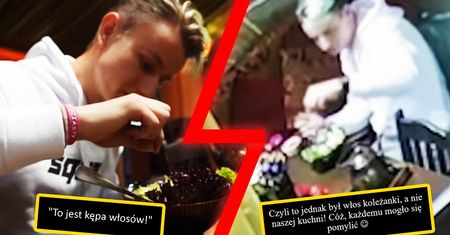 Kamerzysta dorzucił sobie włosy do jedzenia. Chciał zrobić dramę dla wyświetleń