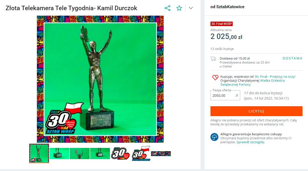 Telekamera Kamila Durczoka trafiła na aukcję WOŚP! 