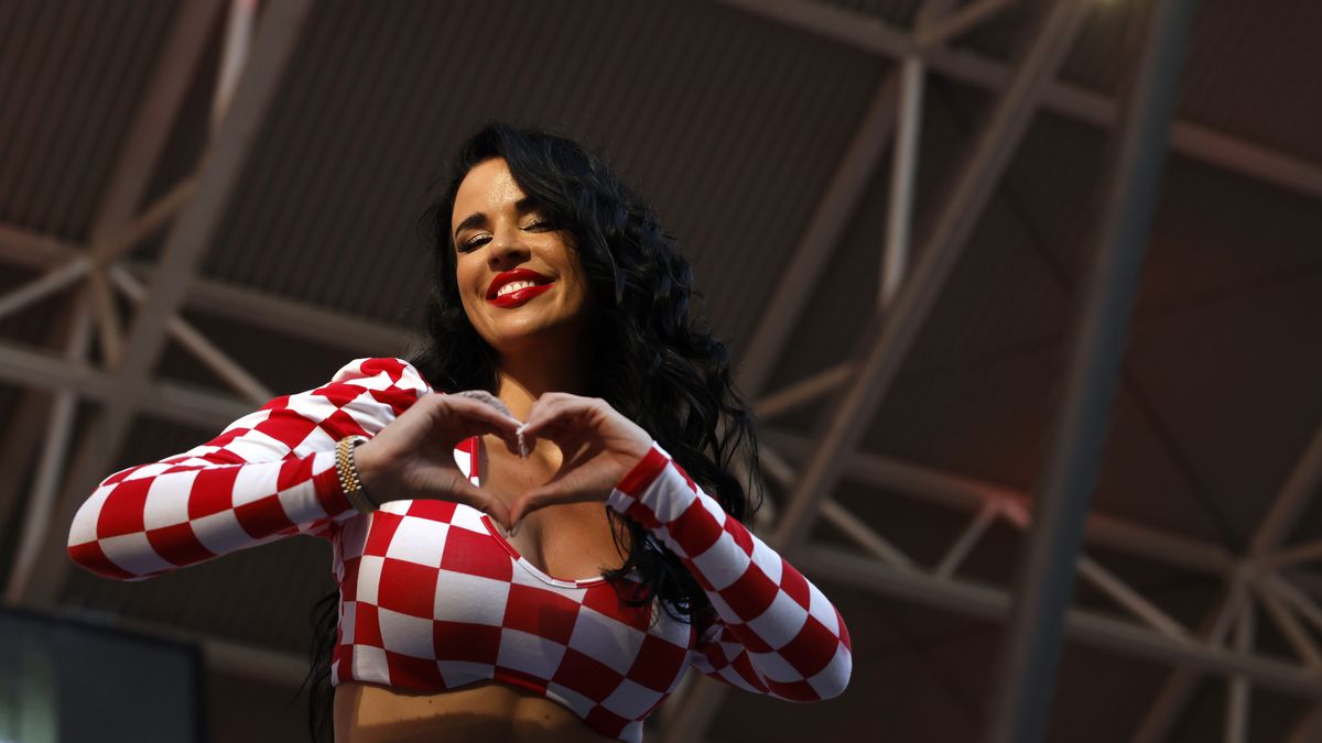 LEIPZIG, GERMANY - JUNE 24: Croatian model Ivana Knoll poses in her nations colours prior to kick off in the UEFA EURO 2024 group stage match between Croatia and Italy at Football Stadium Leipzig on June 24, 2024 in Leipzig, Germany. (Photo by Jonathan Moscrop/Getty Images)