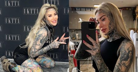 "Najbardziej wytatuowana kobieta w Wielkiej Brytanii" pokryła tuszem 95 procent ciała. Przed metamorfozą wyglądała jak inna osoba