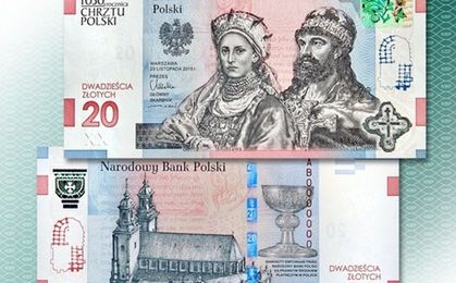 Mieszko I i Dobrawa na banknocie 20 zł. NBP upamiętnia 1050. rocznicę chrztu Polski