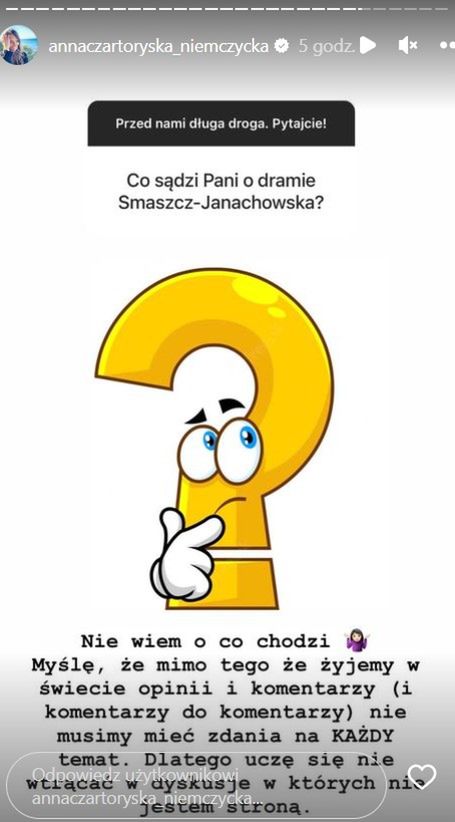 Anna Czartoryska-Niemczycka o sporze Smaszcz-Janachowska