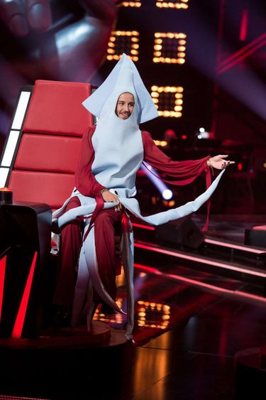 Michał Szpak w przebraniu kalmara na nagraniach do The Voice od Poland