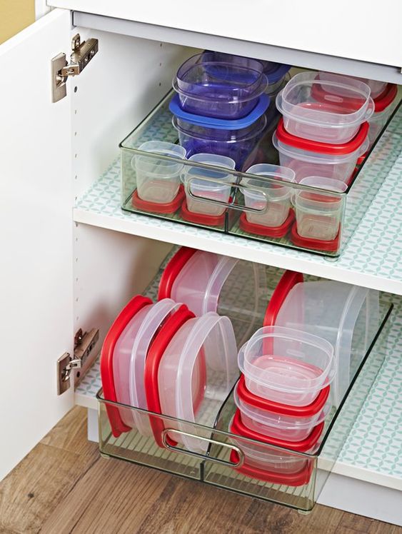 Kitchen Drawer Organizer for Plastic Containers and Lids