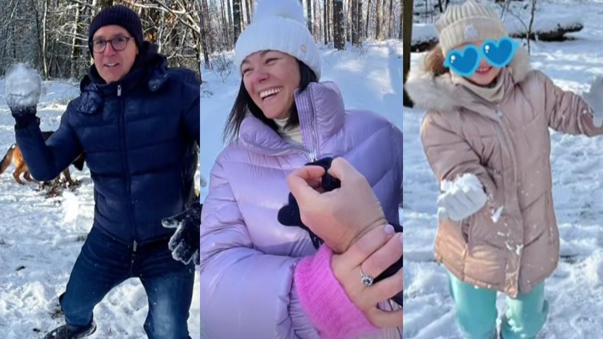 Cichopek zabrała Kurzajewskiego i córkę na spacer. Bliscy obrzucali ją śnieżkami. Ależ to była zabawa! [DUŻO ZDJĘĆ]