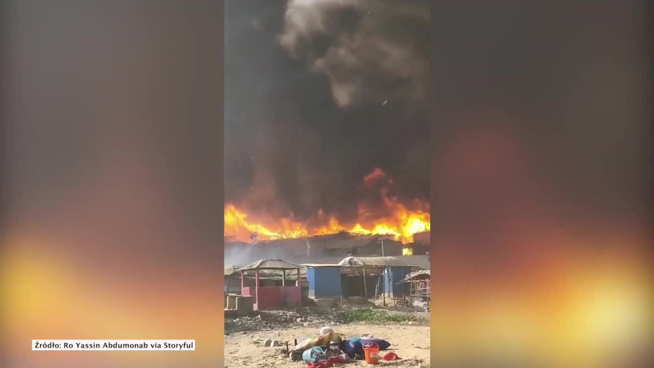 Pożar w obozie Rohindżów w Bangladeszu. Ogromne zniszczenia.