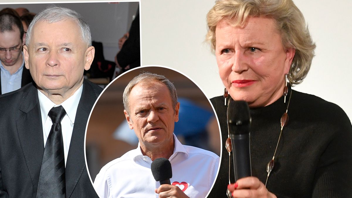 Krystyna Janda, Jarosław Kaczyński i Donald Tusk (fot. AKPA)