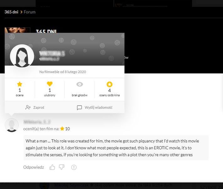 Oceny "365 dni" na Filmwebie. 