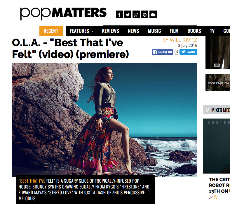PopMatter o teledysku Oli Gintrowskiej "Best That I've Felt"