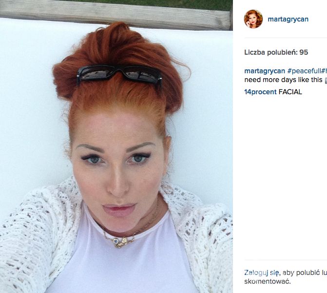 Selfie Marty Grycan na Instagramie