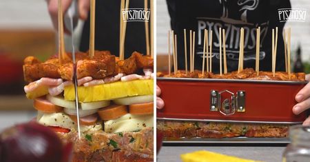 Przepis na szaszłyki z grilla z kiełbasą, karkówką, mięsem mielonym i serem halloumi. Jak zrobić szaszłyk?