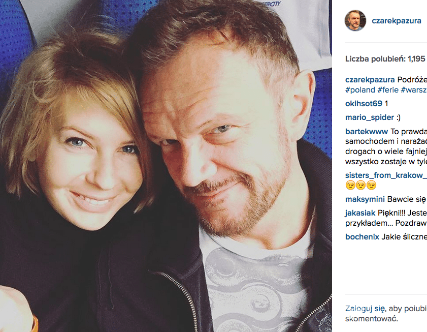 Cezary Pazura i Edyta Pazura w pociągu