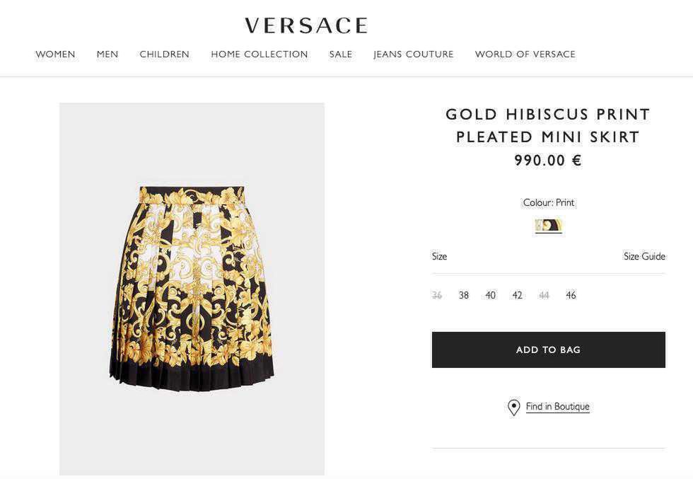 Spódnice Versace, którą ma Irina Shayk