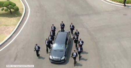 Czarna limuzyna i eskorta 12 ochroniarzy. Kim Dzong Un wraca na obiad na swoją stronę granicy