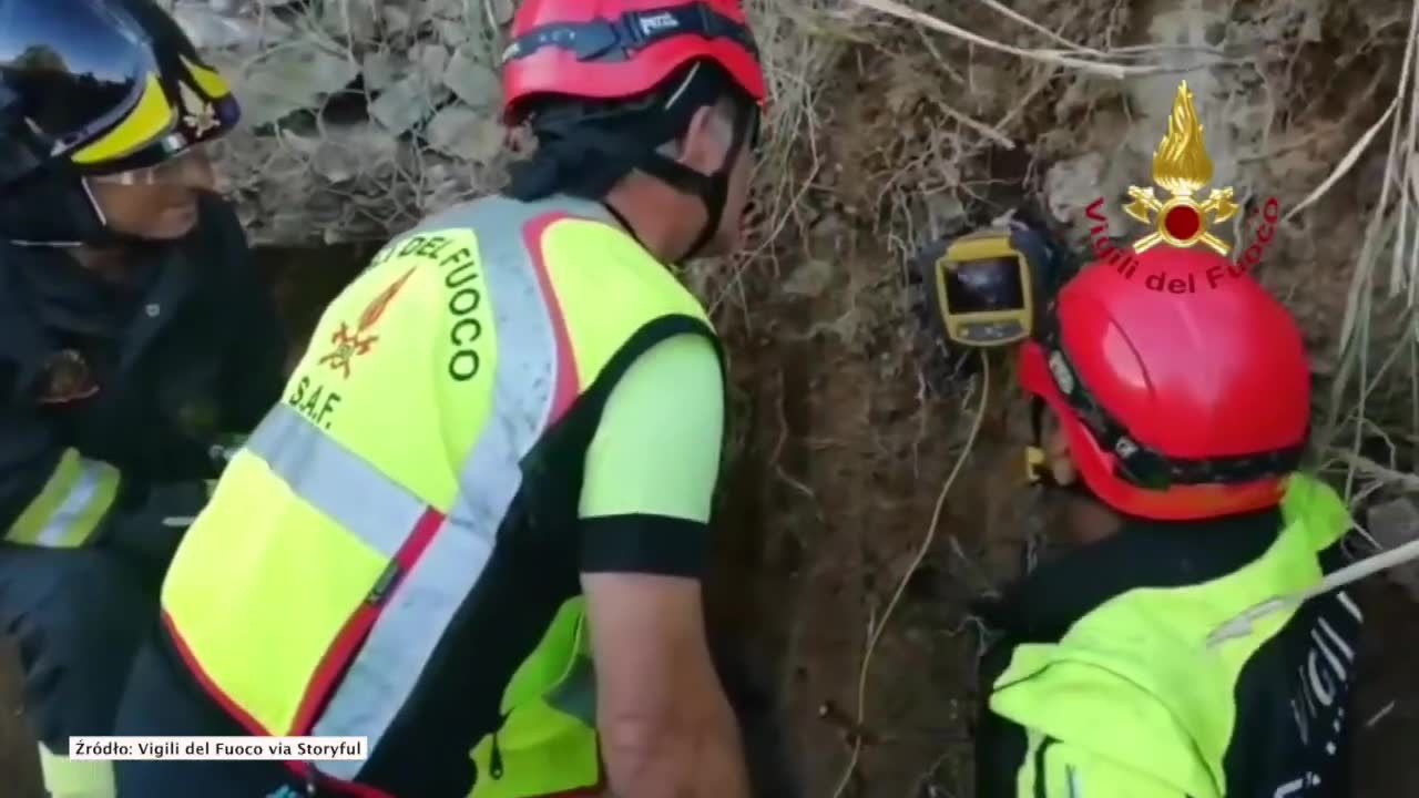 Pies utknął w tunelu. Uratowano go przy pomocy koparki