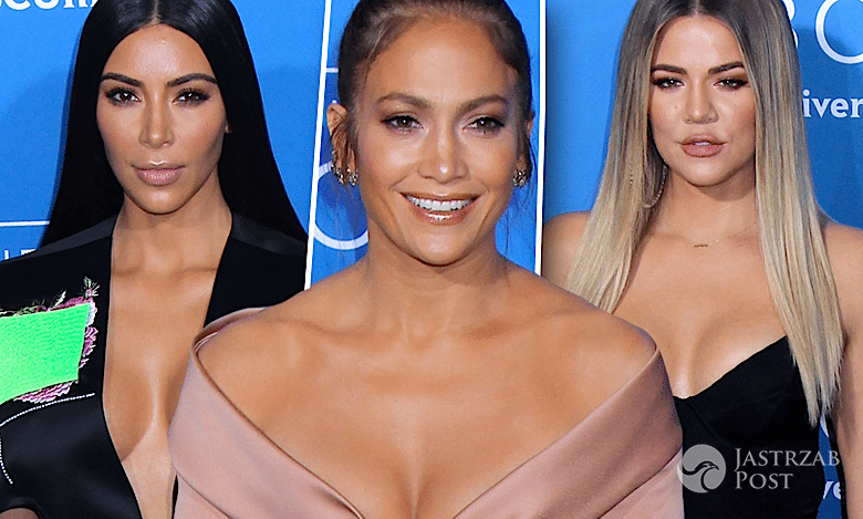 Rewia głębokich dekoltów na niebieskim dywanie: Jennifer Lopez kontra Kim i Khloe Kardashian
