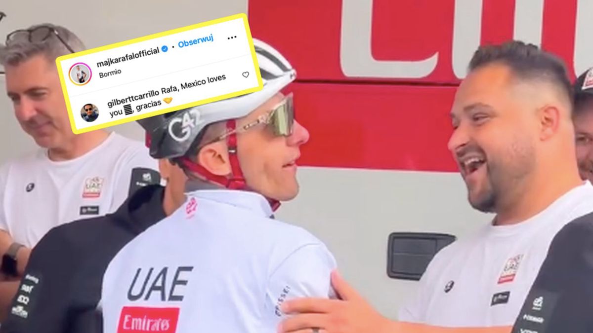 Instagram / majkarafalofficial / Na zdjęciu: Rafał Majka ze swoim teamem, w ramce: wpis kibica pod postem Polaka