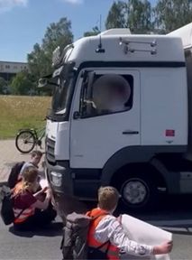 He pushed through activists with his truck. Got banned from driving