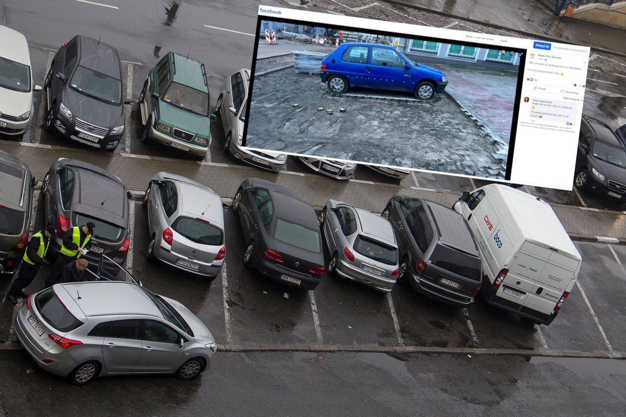 Pracownicy nie czekali. Rozebrali kostkę wokół zaparkowanego samochodu