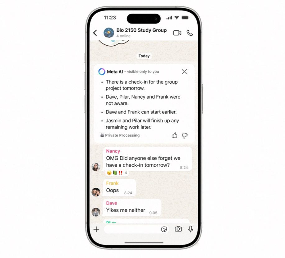 Podsumowania wiadomości w WhatsApp
