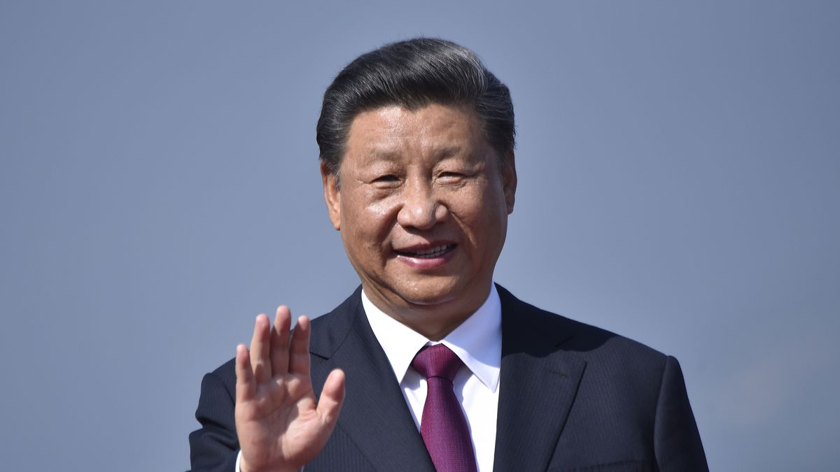 Chinese President Xi Jinping wave his hand as returned home after completing the two-day state visit of Nepal on Sunday, October 13, 2019. (Photo by Narayan Maharjan/NurPhoto via Getty Images)