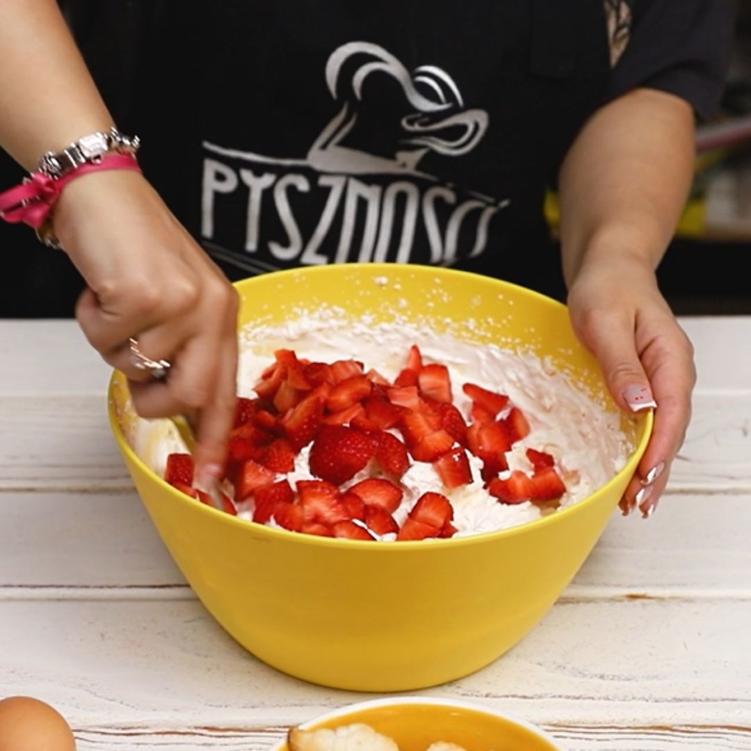 In the creamy mixture, strawberries are a must.