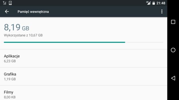 LG Nexus 5X pamięć wewnętrzna