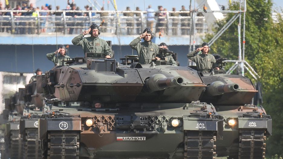 Polish military vehicles during a military parade in Katowice, on August 15, 2019, on Armed Forces Day. Over 2,600 soldiers of the Polish Army take part in the military parade on the Polish Army Day to commemorate the 99th anniversary of the Battle of Warsaw and the 100th anniversary of the outbreak of the First Silesian Uprising.On Thursday, August 15, 2019, in Katowice, Silesia Province, Poland. (Photo by Artur Widak/NurPhoto via Getty Images)