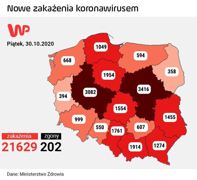 Koronawirus w Polsce. Mapa zakażeń