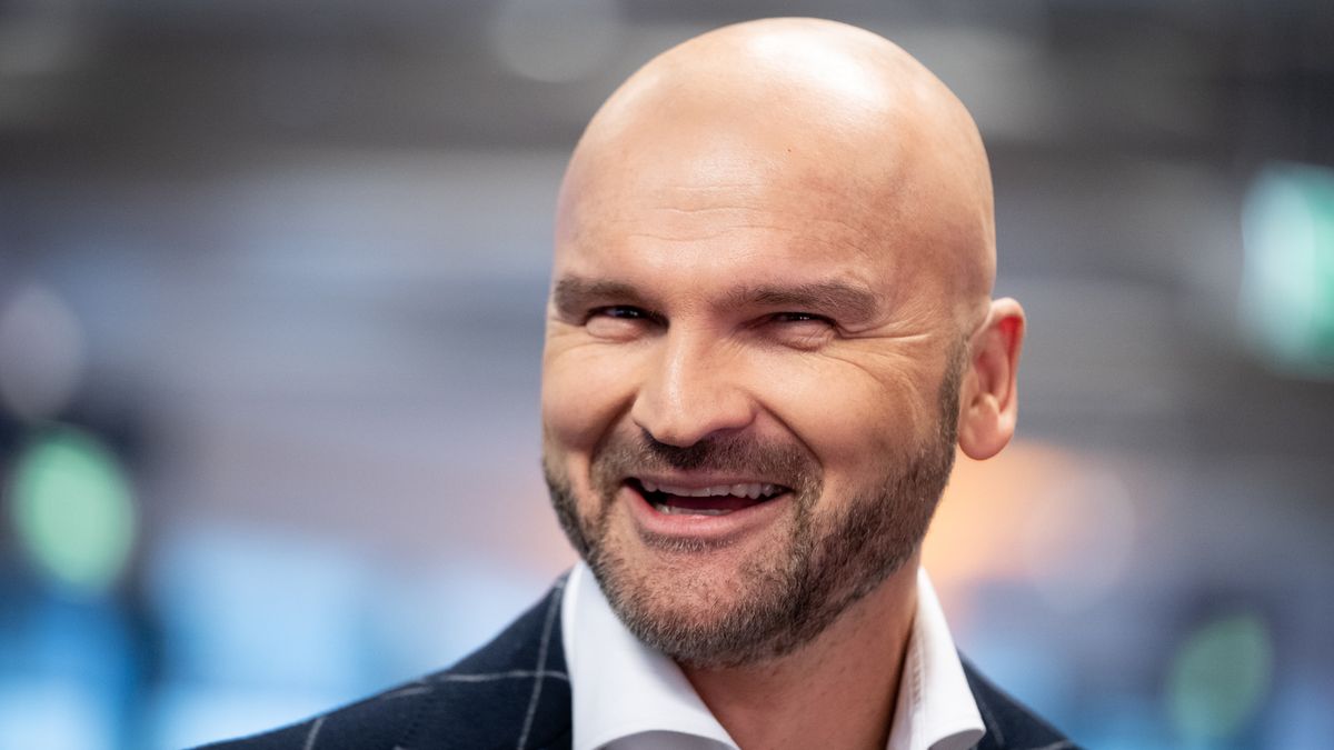 Rafal Brzoska during the press conference on the announcement of InPost as a strategic sponsor of the Polish Football Association and Poland national football team, at PGE National Stadium in Warsaw, Poland on May 30, 2022 (Photo by Mateusz Wlodarczyk/NurPhoto via Getty Images)