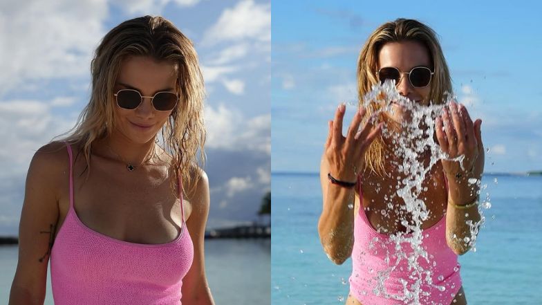 Odziana w różowe bikini Maja Bohosiewicz pluska się na Malediwac