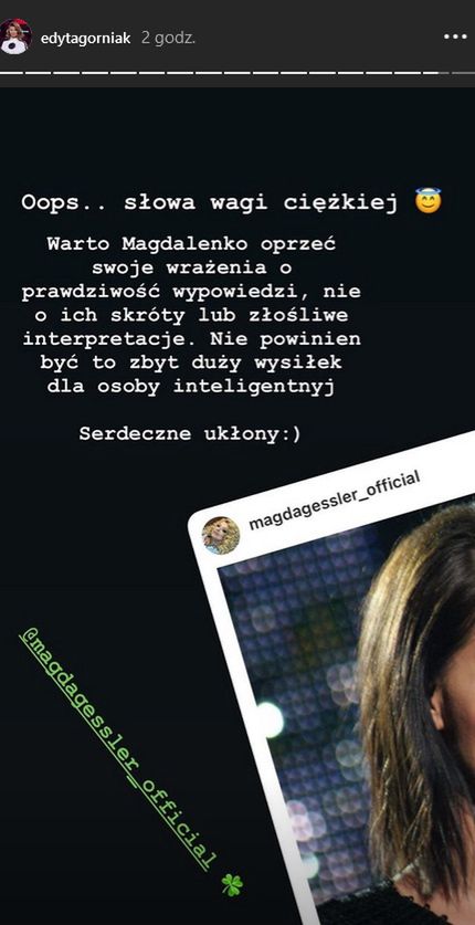 Magda Gessler i Edyta Górniak dyskutują na Instagramie
