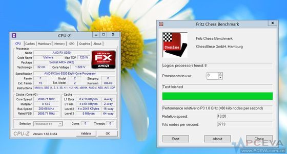 AMD FX-8350 procesor Fritz CHess Benchmark zrzut ekranu wydajność