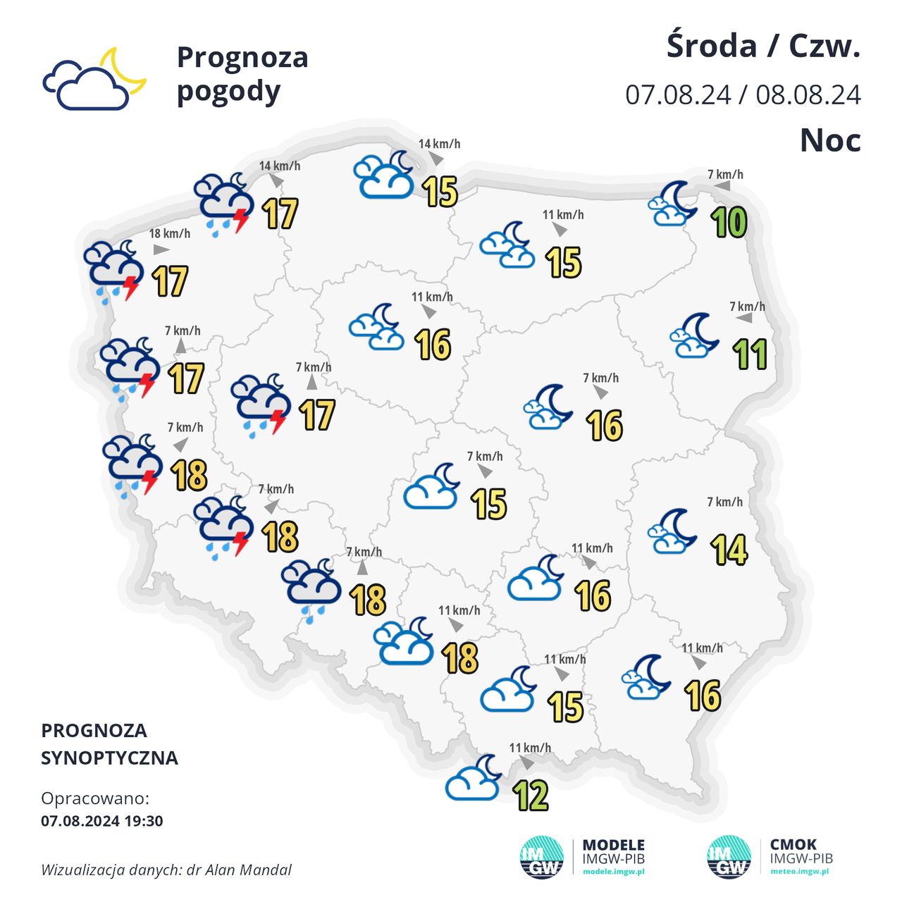 Prognozowana pogoda w nocy z 7 na 8 sierpnia