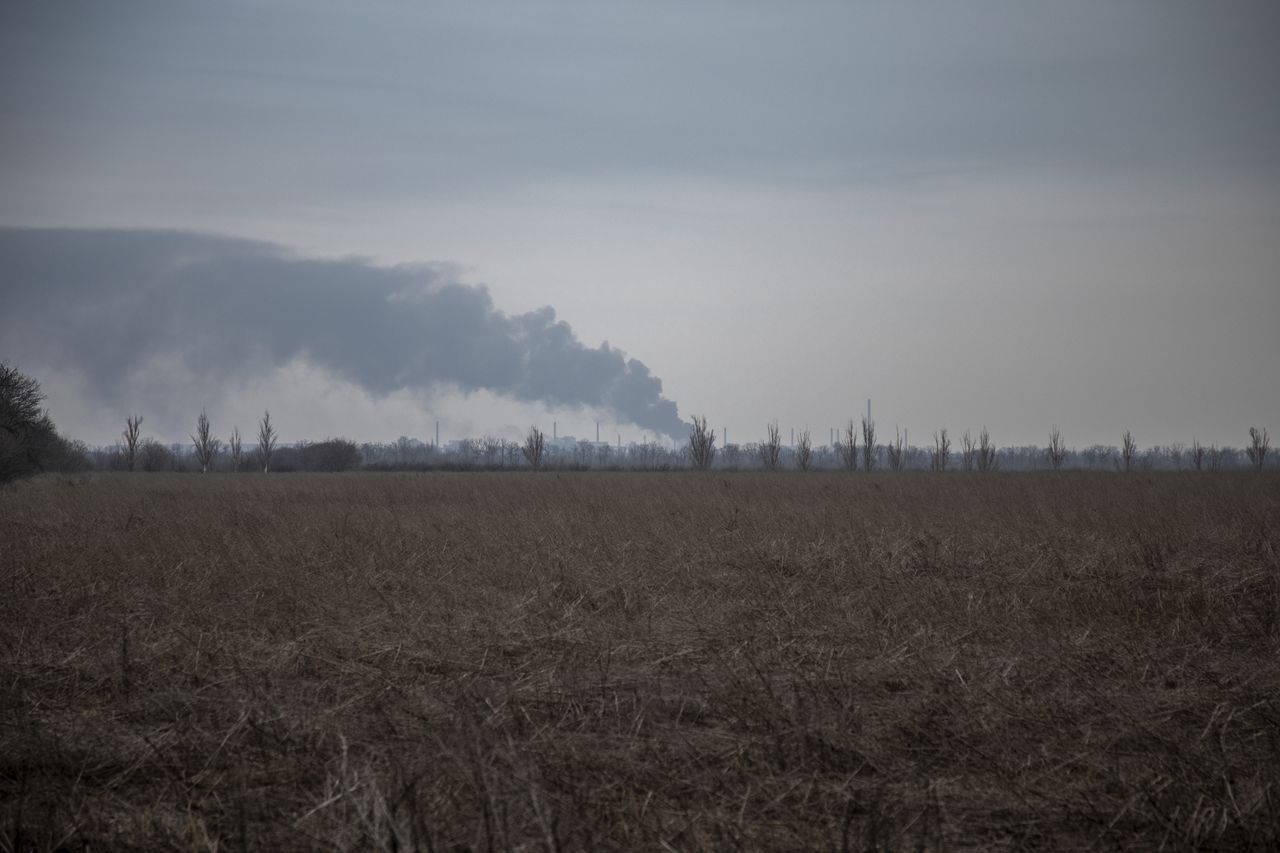 DONETSK OBLAST, UKRAINE - FEBRUARY 22: Smoke rises from the battlefield after an explosion nearby Umanske frontline, recently claimed by the Russian troops, while Saturday, February 24, 2024 marks the second anniversary of the Russia-Ukraine war in Donetsk Oblast, Ukraine on February 22, 2024. (Photo by Narciso Contreras/Anadolu via Getty Images)