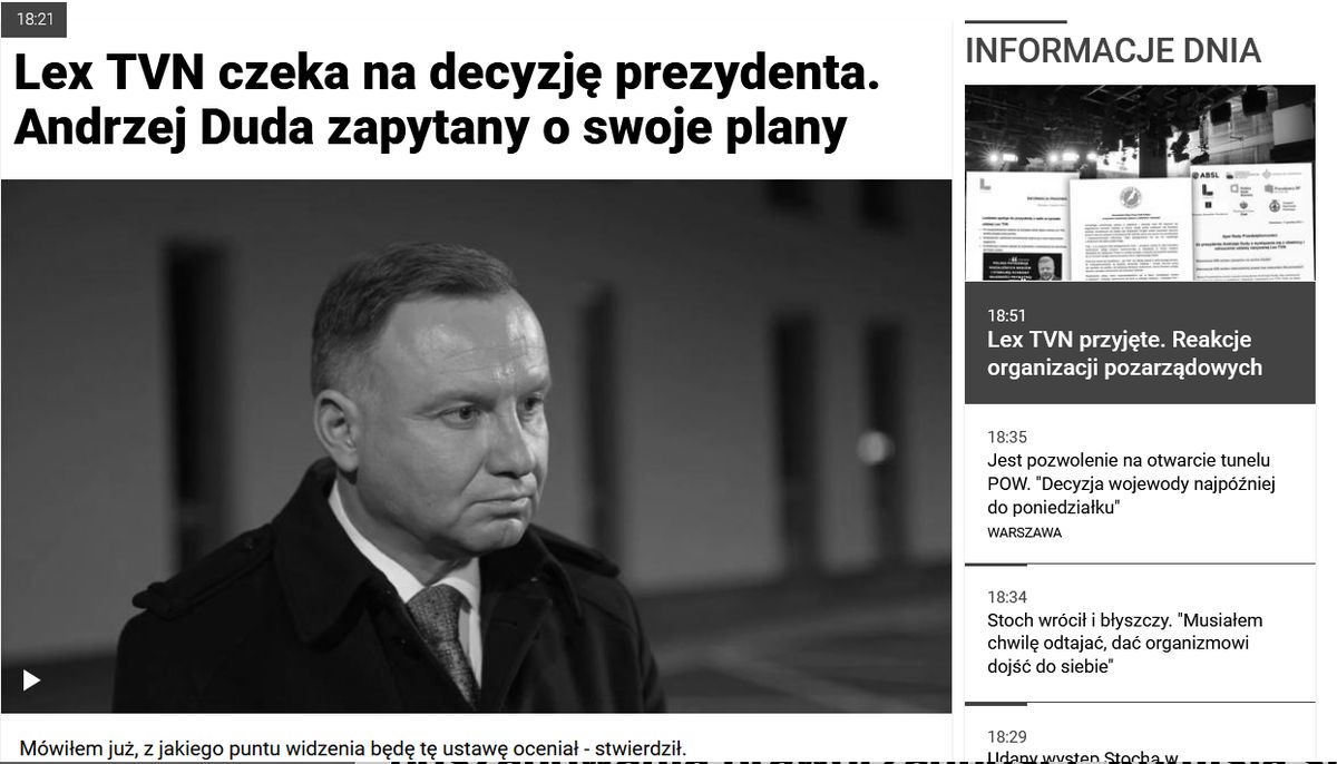 Tak w piątkowe popołudnie wyglądała strona TVN24.pl