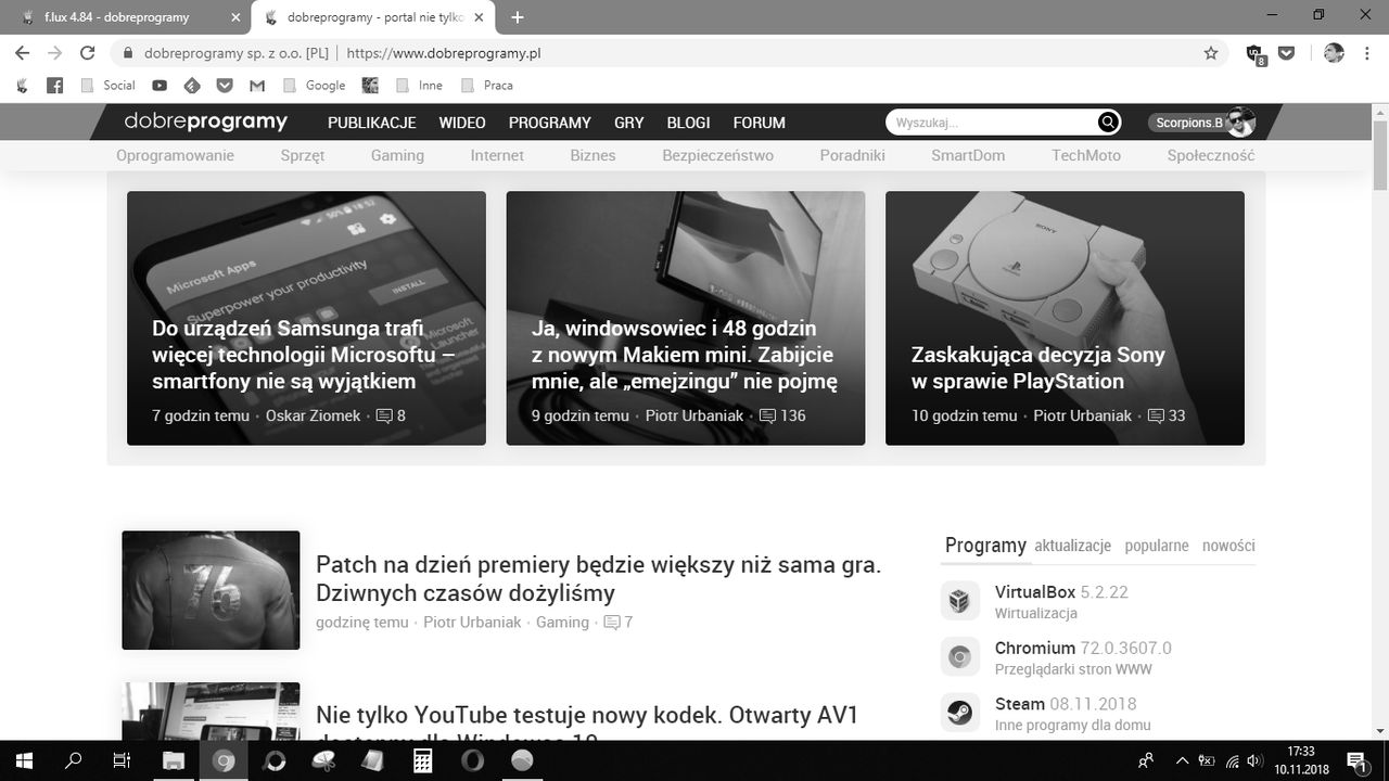 nasza strona w trybie czarno-białym