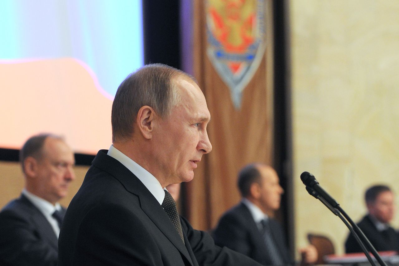 Prezydent Putin podczas spotkania z przywódcami FSB w 2016 (Michaił Klimentjew / TASS / Getty Images)