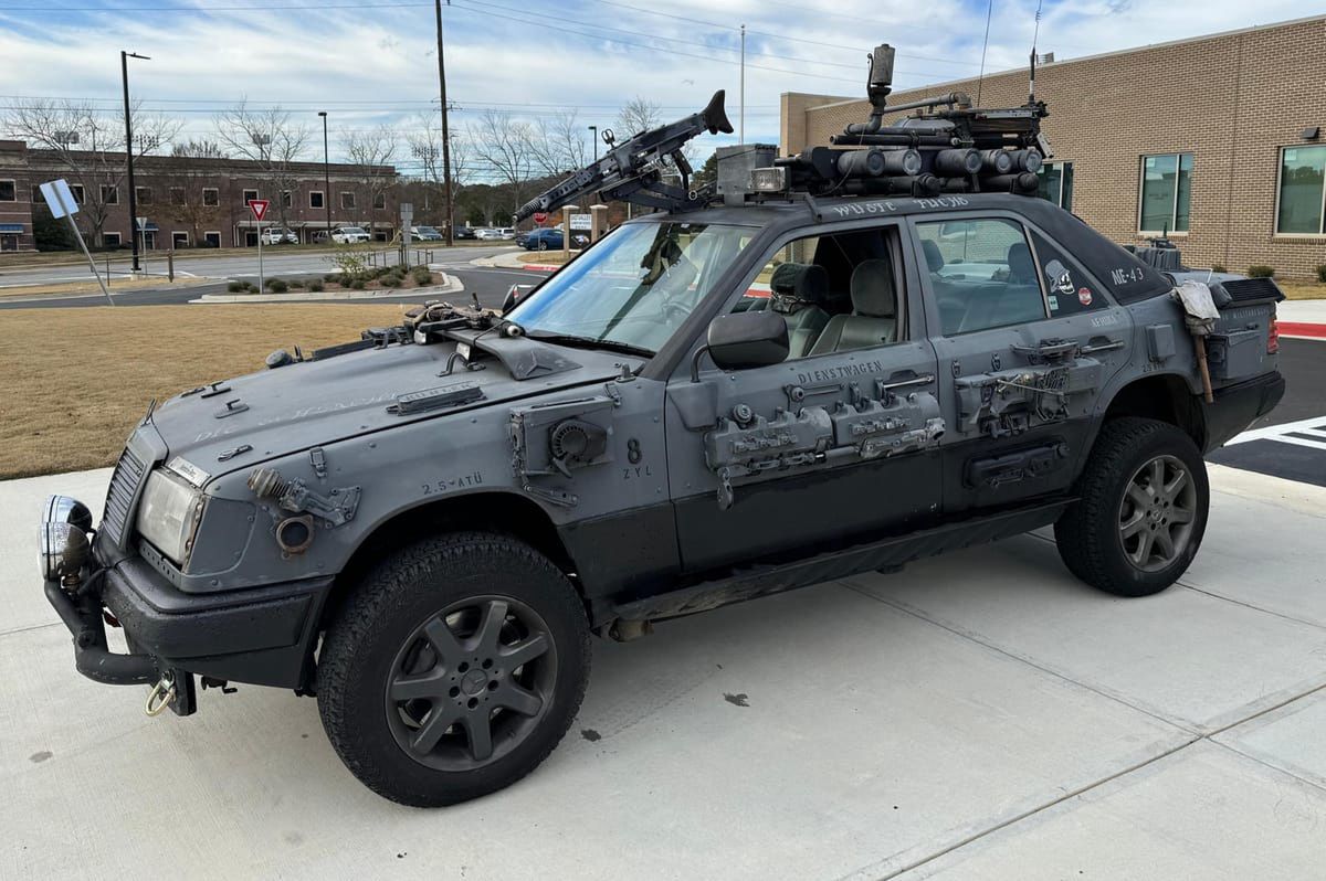 A Mercedes straight out of the "Mad Max" movie has gone up for sale