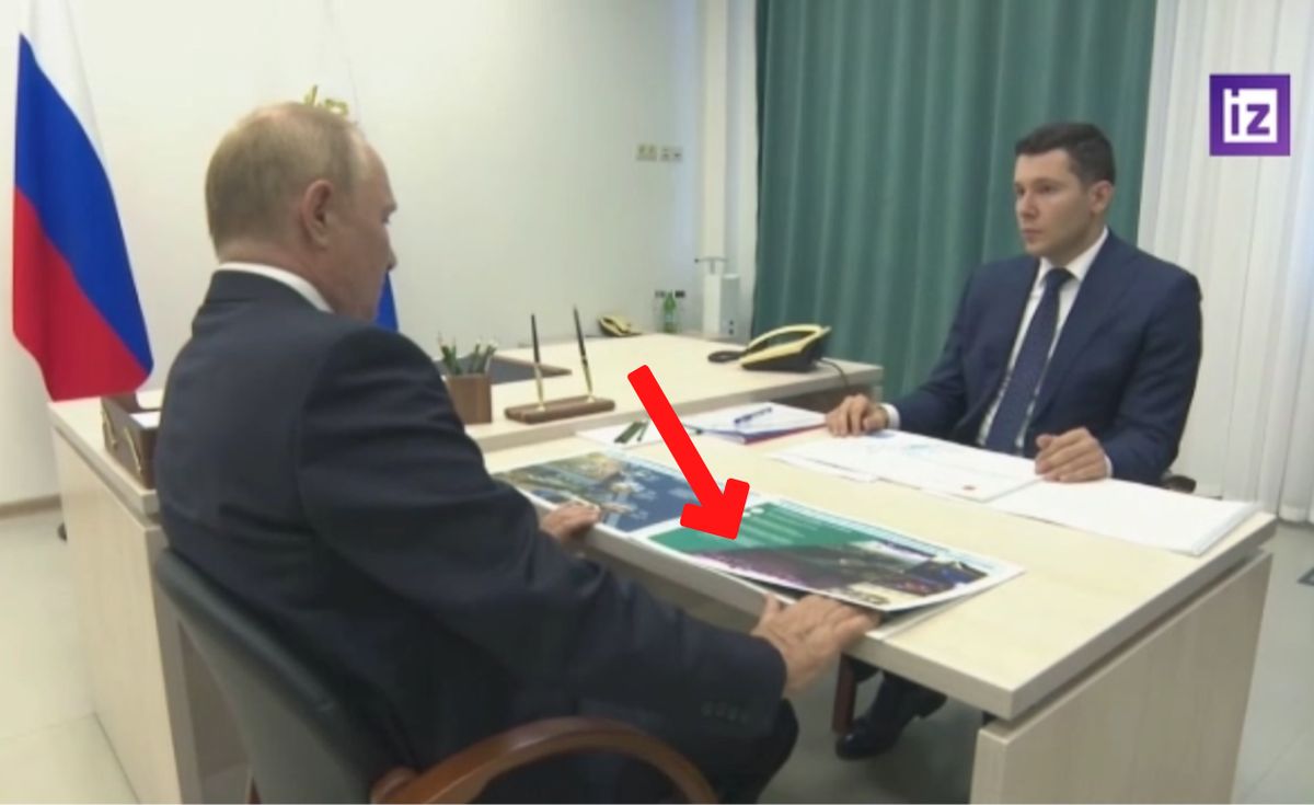 Nagranie ze spotkania Putina z gubernatorem Kaliningradu. Widać, że przywódca Rosji znów trzyma się ręką stołu, Fot. iz.ru