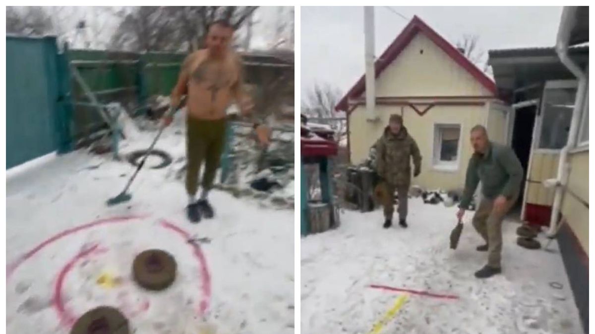 Ukraińscy żołnierze nie tracą hartu ducha, zagrali sobie w curling minami