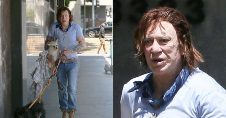 73-letni Mickey Rourke spaceruje po LA z gromadką pupili. Kilka tygodni temu przez długi STRACIŁ DACH nad głową (ZDJĘCIA)
