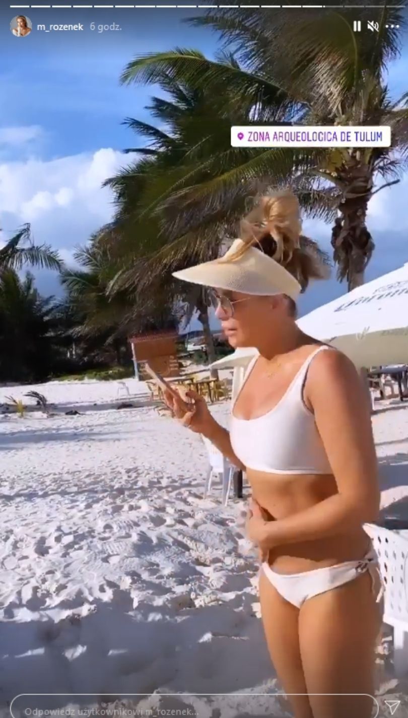 Małgorzata Rozenek prezentuje wyrzeźbioną sylwetkę na meksykańskiej plaży, pstrykając rodzinne fotki