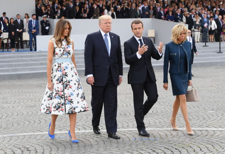 Melania i Donald Trump z Emmanuelem Macronem i jego żoną, Brigitte