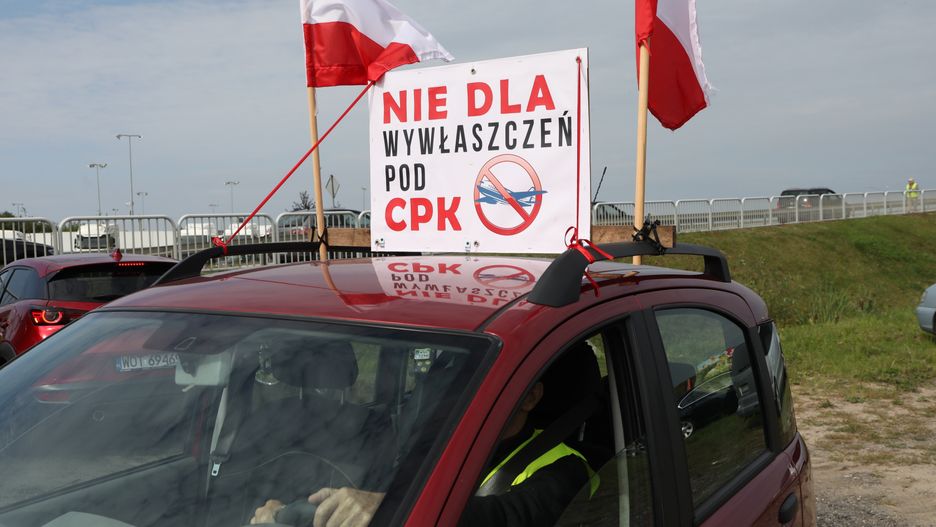 Protest przeciwko budowie Centralnego Portu Komunikacyjnego. 