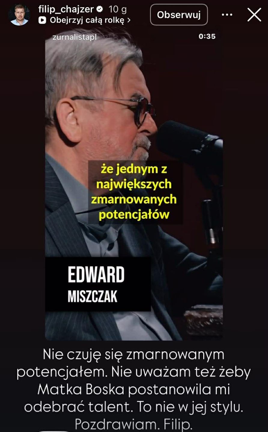 Filip Chajzer odpowiada Edwardowi Miszczakowi