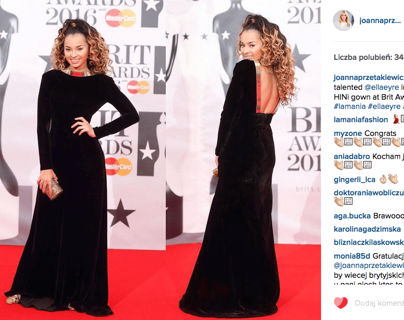 Ella Eyre na Brit Awards 2016 w sukience La Mania