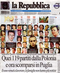 Zdjęcia zaginionych Polaków w "La Repubblica"